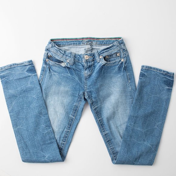 Harlow Women's Jeans Skull &‎ Crossbones Distressed Size 1/2 26x31 - Picture 1 of 12